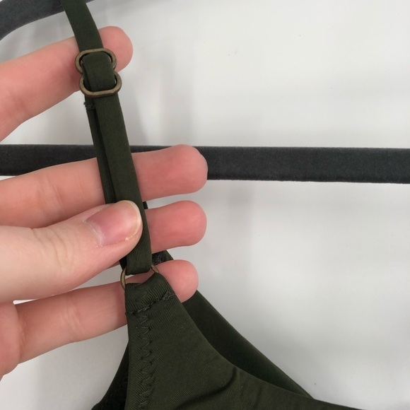 BECCA Off Shoulder Wrap Bikini Set Olive Green M L Swimsuit Swim Two Piece Women - Picture 7 of 13